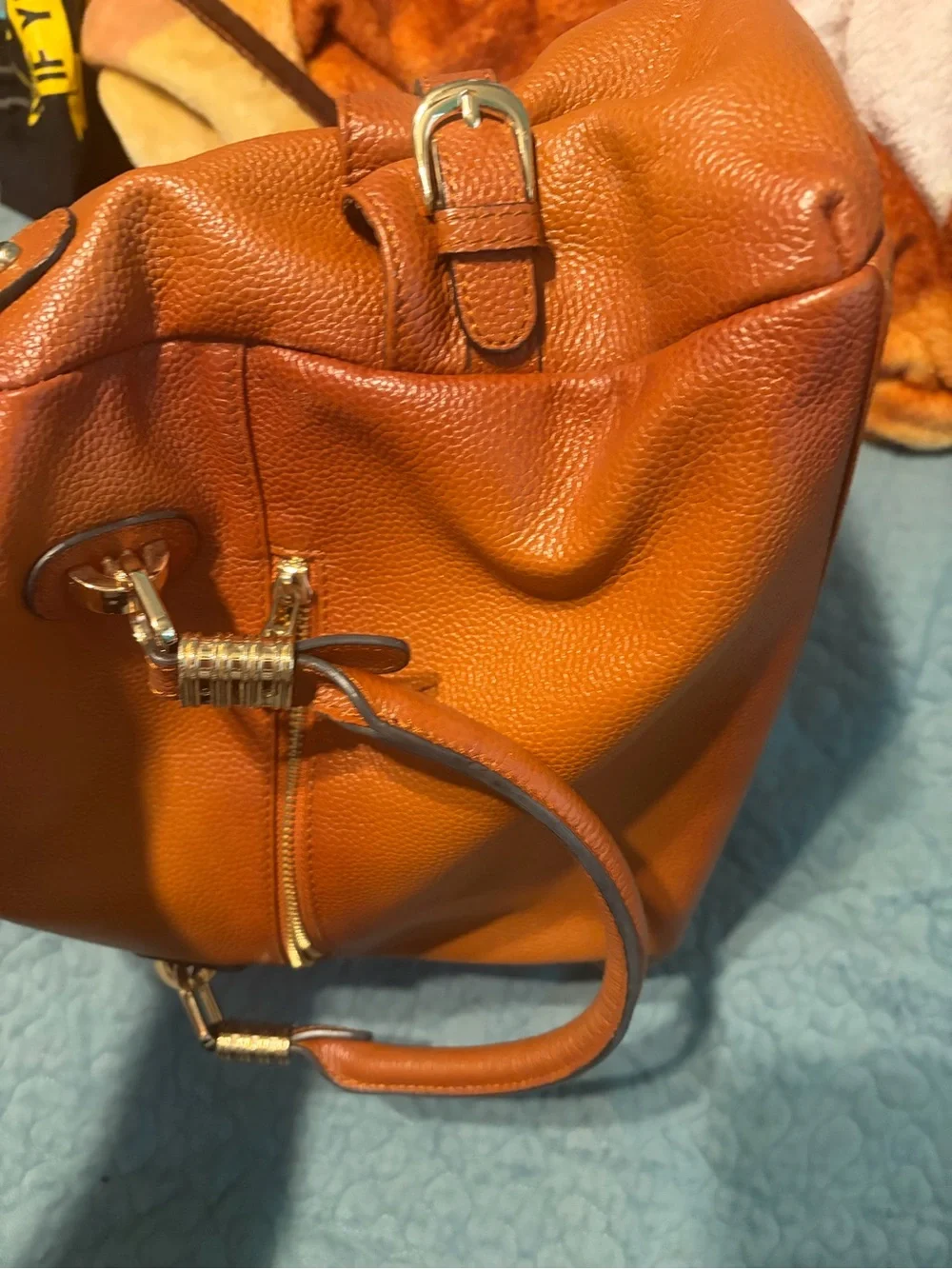 Women's Orange Leather Satchel Bag
